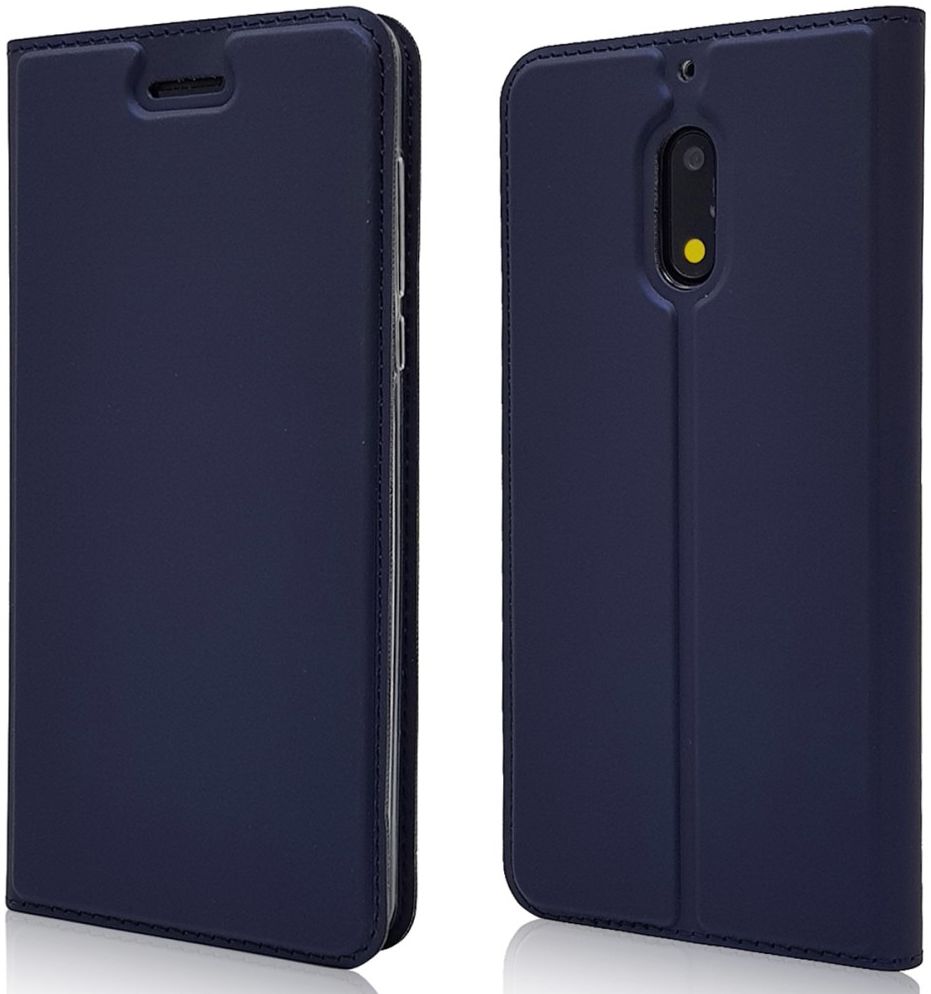 Nokia 6 (2017) Portemonnee Hoesje Kunstleer Donker Blauw afbeelding 3