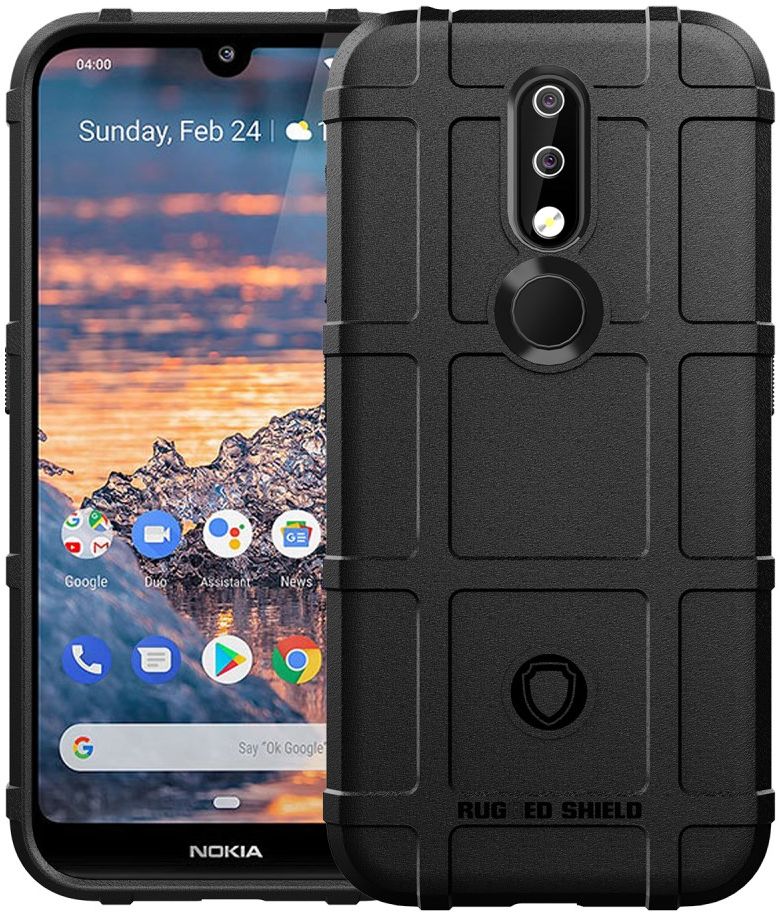 Nokia 4.2 Hoesje Shock Proof Rugged Shield Zwart afbeelding 2