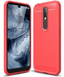 Nokia 4.2 Geborsteld TPU Hoesje Rood