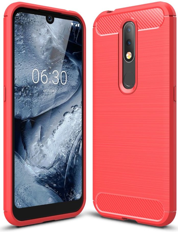 Nokia 4.2 Geborsteld TPU Hoesje Rood afbeelding 1