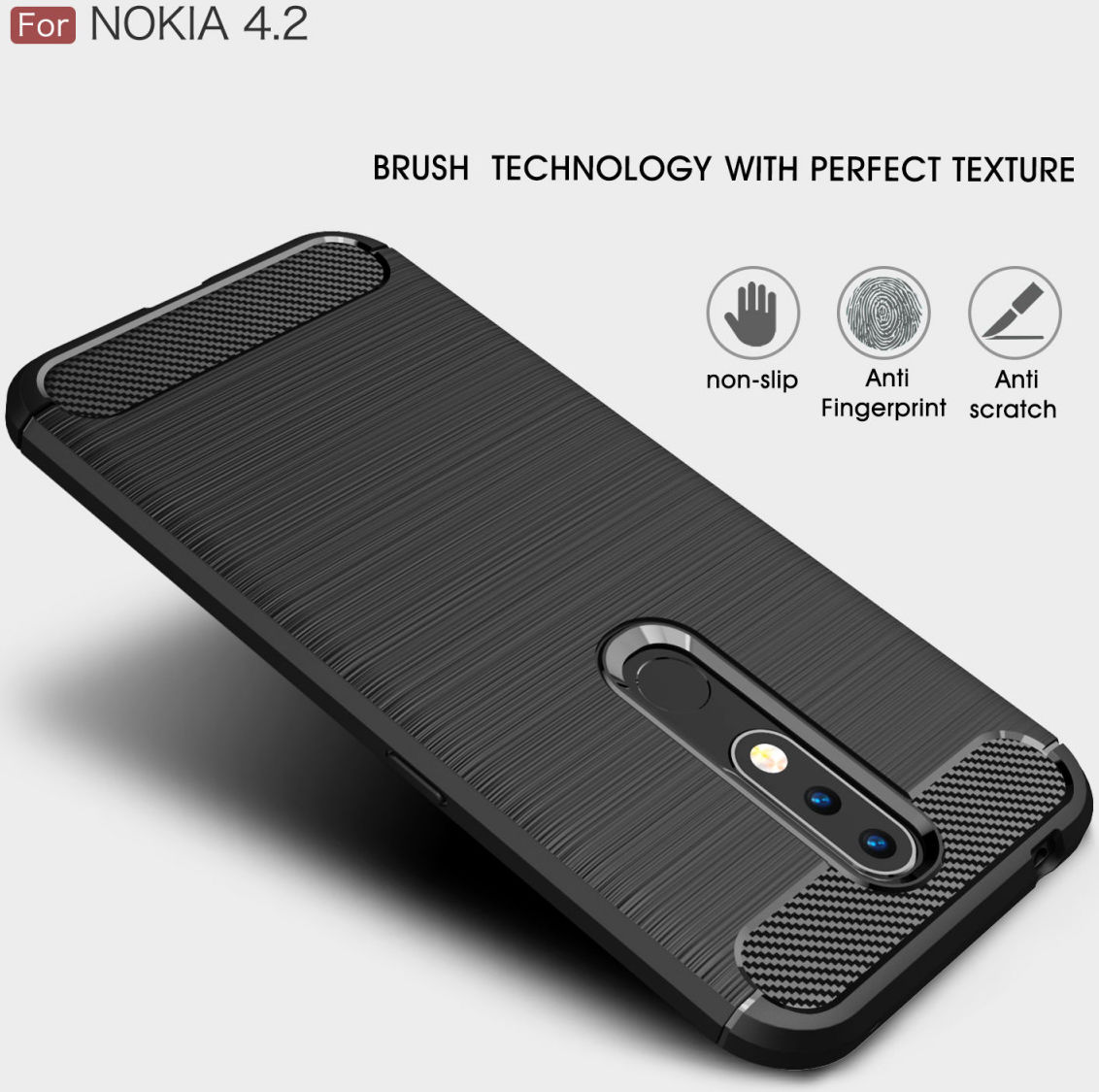 Nokia 4.2 Geborsteld TPU Hoesje Rood afbeelding 4