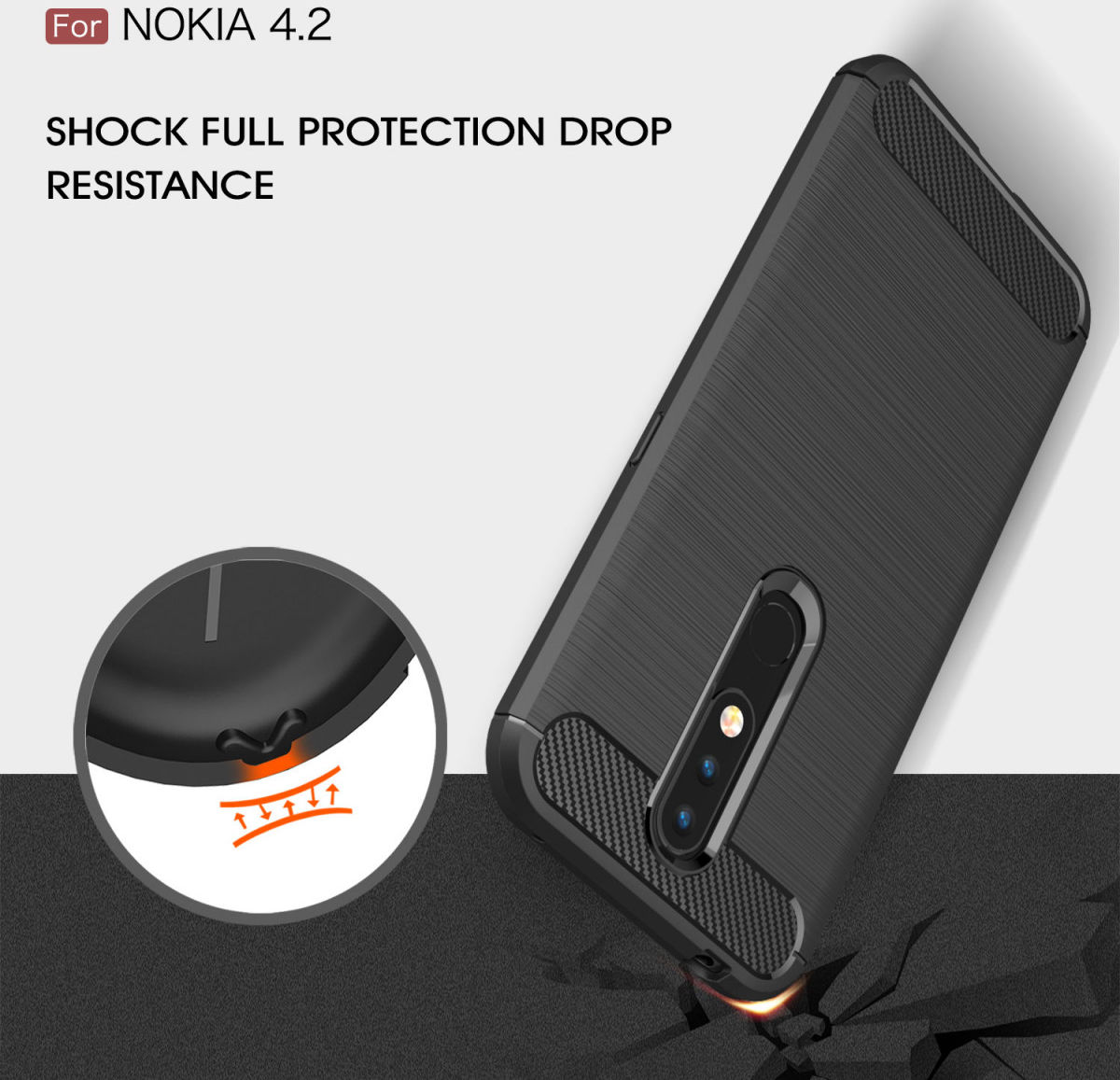 Nokia 4.2 Geborsteld TPU Hoesje Rood afbeelding 7