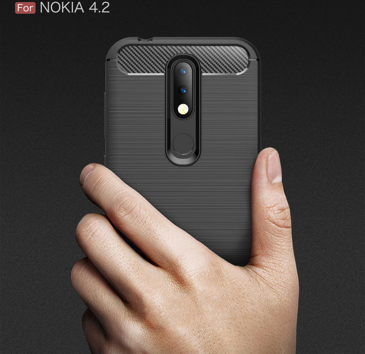 Nokia 4.2 Geborsteld TPU Hoesje Rood afbeelding 9