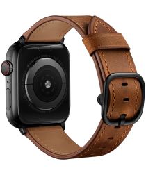 Apple Watch 45MM / 44MM / 42MM Bandje Leer met Modieuze Gespsluiting Bruin