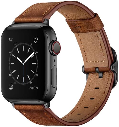 Apple Watch 1-10/SE/Ultra Bandje - 49/46/45/44/42MM - Leer - Bruin afbeelding 2