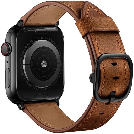 Apple Watch 1-10/SE/Ultra Bandje - 49/46/45/44/42MM - Leer - Bruin afbeelding 1