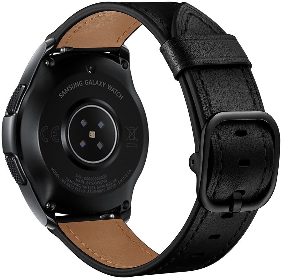 Universeel Smartwatch 22MM Bandje Leer met Modieuze Gespsluiting Zwart afbeelding 1