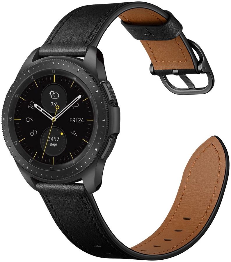 Universeel Smartwatch 22MM Bandje Leer met Modieuze Gespsluiting Zwart afbeelding 3