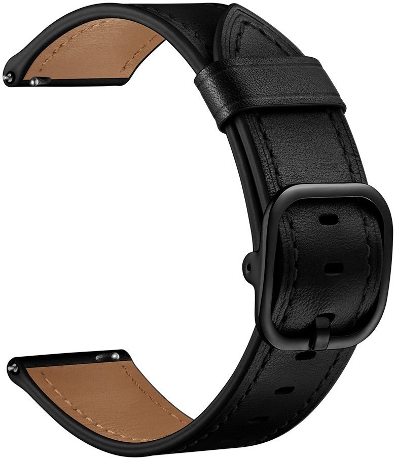 Universeel Smartwatch 22MM Bandje Leer met Modieuze Gespsluiting Zwart afbeelding 4