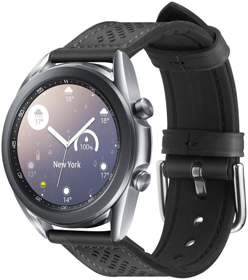 Spigen Retro Fit Universeel Smartwatch 20MM Bandje Kunst Leer Zwart afbeelding 1