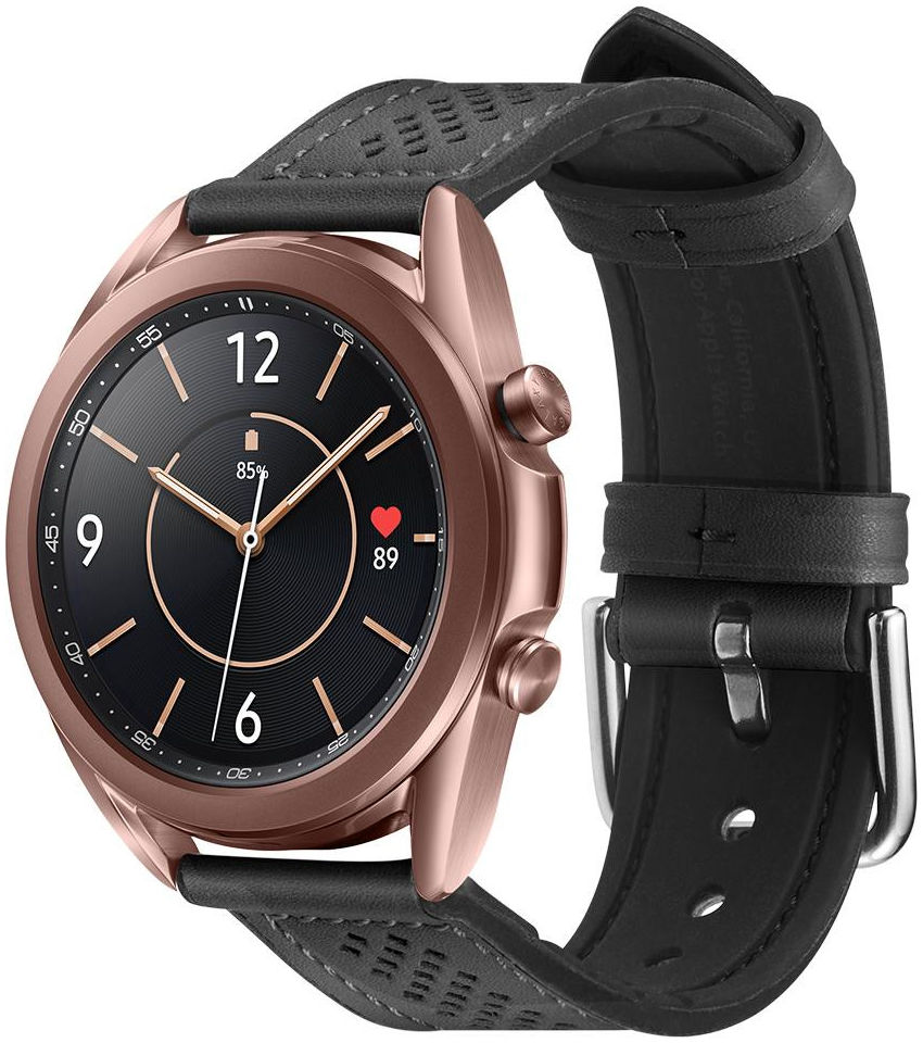 Spigen Retro Fit Universeel Smartwatch 20MM Bandje Kunst Leer Zwart afbeelding 3