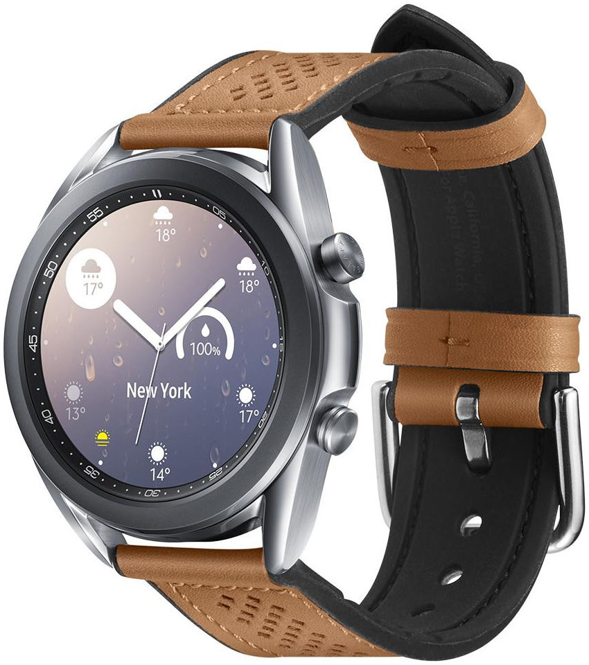 Spigen Retro Fit Universeel Smartwatch 20MM Bandje Kunst Leer Bruin afbeelding 1