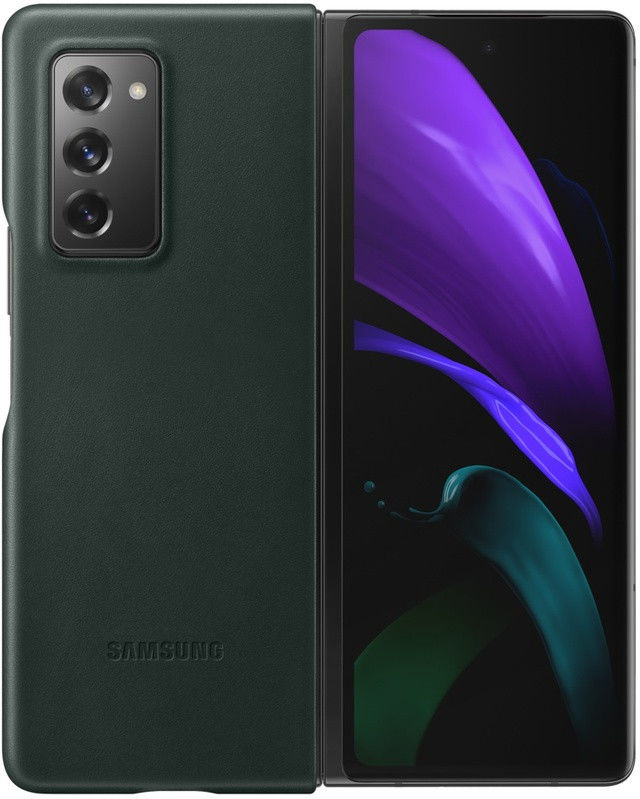 Origineel Samsung Galaxy Z Fold 2 Hoesje Leather Back Cover Groen afbeelding 1