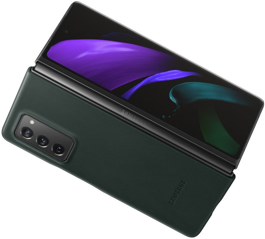 Origineel Samsung Galaxy Z Fold 2 Hoesje Leather Back Cover Groen afbeelding 5