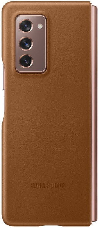 Origineel Samsung Galaxy Z Fold 2 Hoesje Leather Back Cover Bruin afbeelding 2