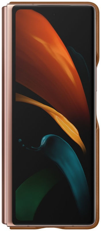 Origineel Samsung Galaxy Z Fold 2 Hoesje Leather Back Cover Bruin afbeelding 4