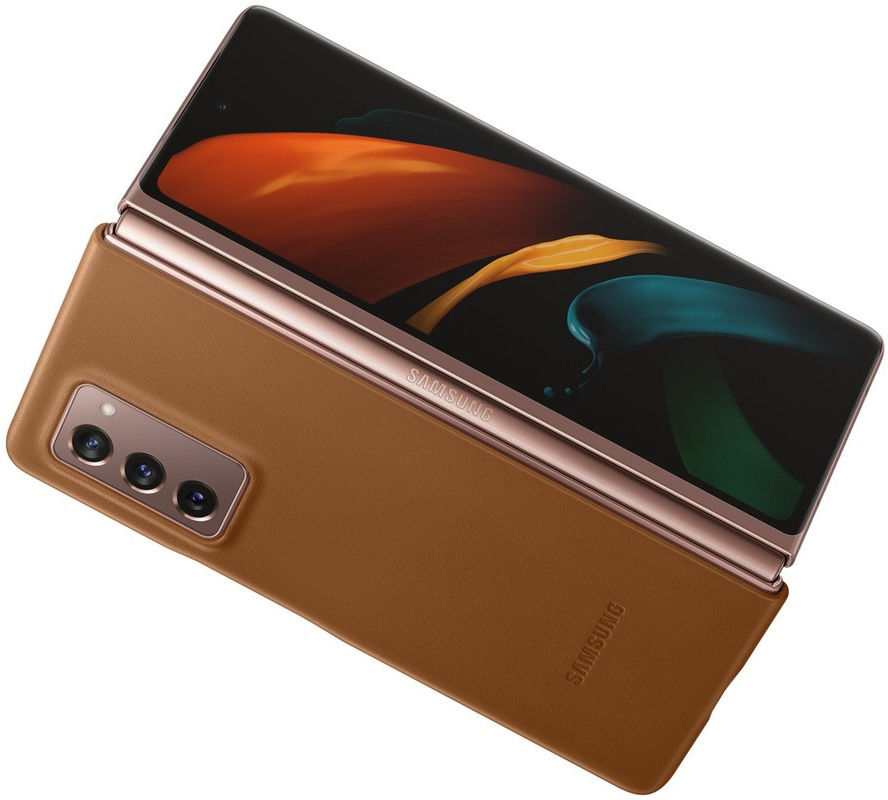 Origineel Samsung Galaxy Z Fold 2 Hoesje Leather Back Cover Bruin afbeelding 5