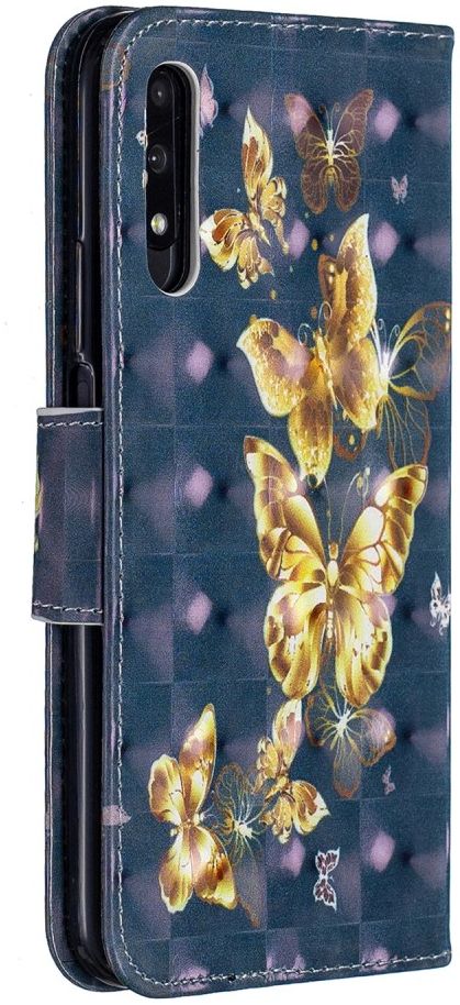 Honor 9X Lederen Portemonnee Hoesje met Print Vlinders afbeelding 3