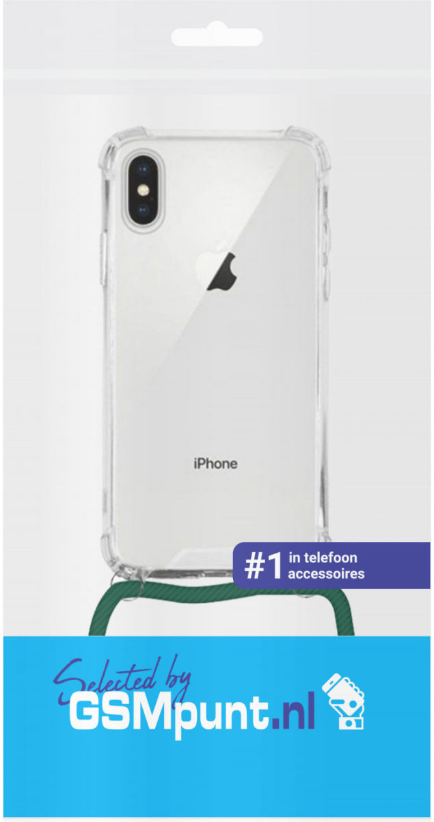 Apple iPhone XS / X Hoesje Back Cover met Koord Donker Groen afbeelding 3