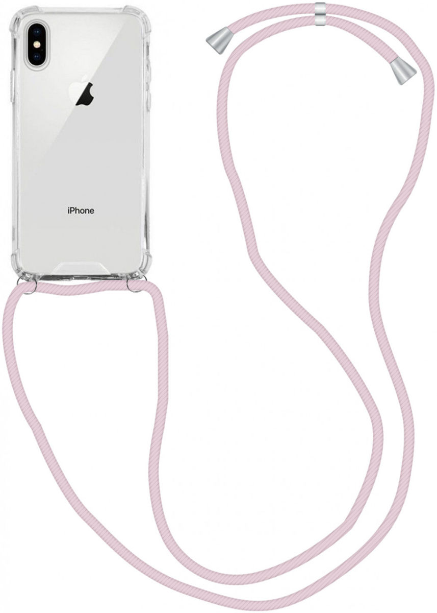 Apple iPhone XS / X Hoesje Back Cover met Koord Roze Goud afbeelding 1