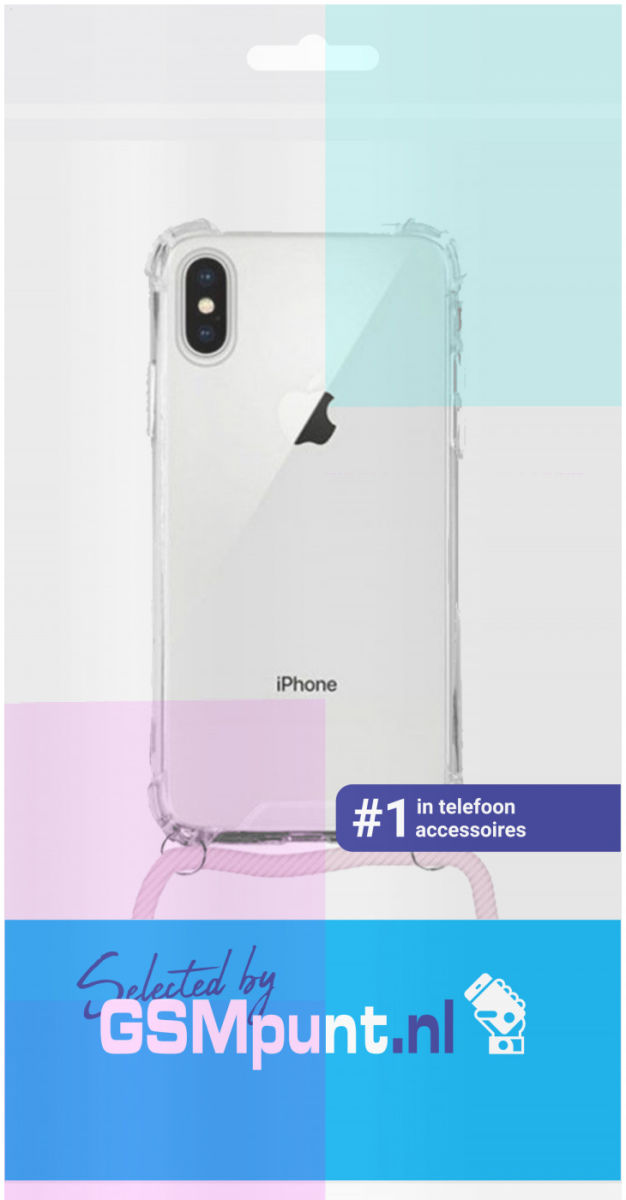 Apple iPhone XS / X Hoesje Back Cover met Koord Roze Goud afbeelding 2