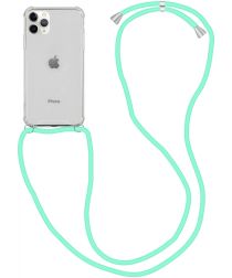 Apple iPhone 11 Pro Hoesje Back Cover met Koord Mint Groen