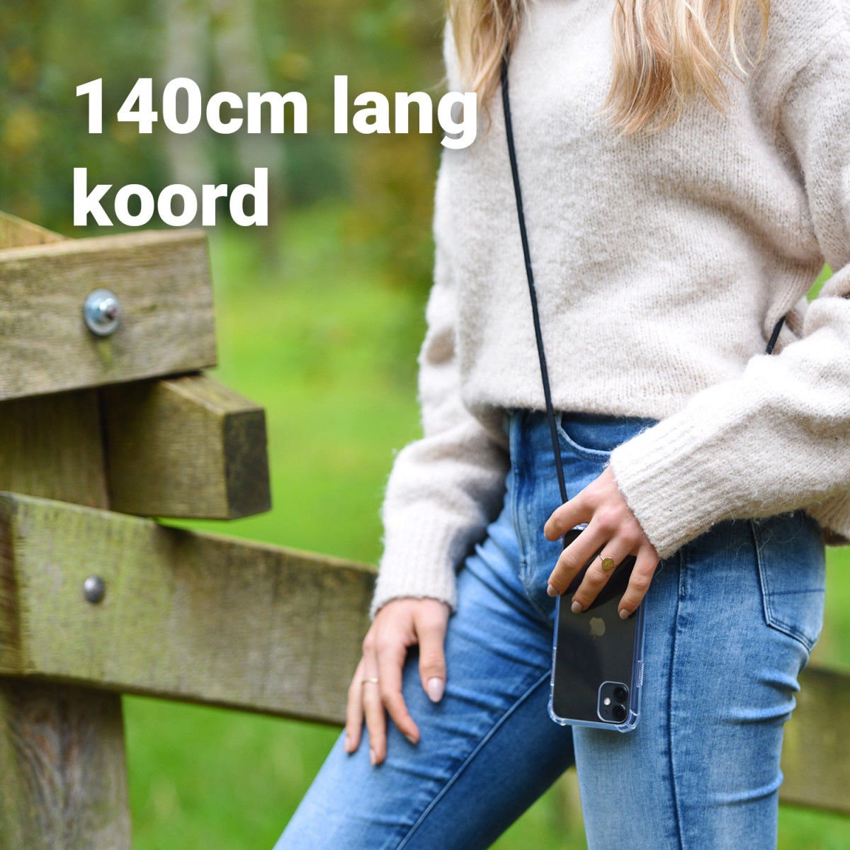 Apple iPhone 11 Pro Hoesje Back Cover met Koord Mint Groen afbeelding 2