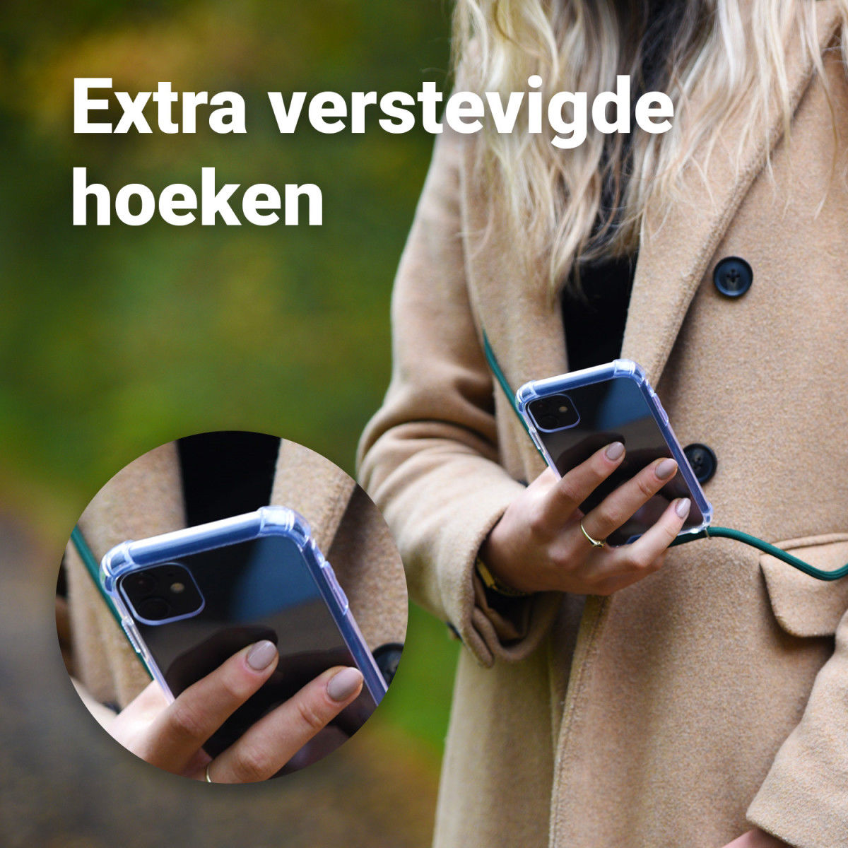 Apple iPhone 11 Pro Hoesje Back Cover met Koord Mint Groen afbeelding 8