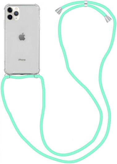 Apple iPhone 11 Pro Hoesje Back Cover met Koord Mint Groen afbeelding 1