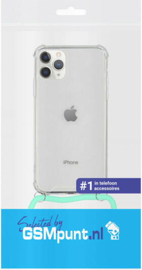 Apple iPhone 11 Pro Hoesje Back Cover met Koord Mint Groen afbeelding 3