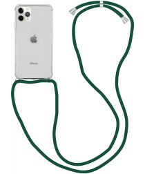 Apple iPhone 11 Pro Hoesje Back Cover met Koord Donker Groen