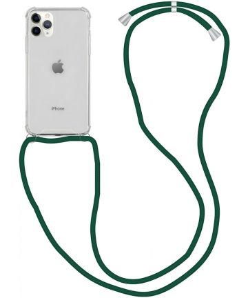 Apple iPhone 11 Pro Hoesje Back Cover met Koord Donker Groen Hoesjes