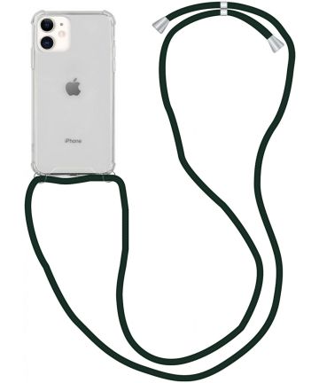 Apple iPhone 11 Hoesje Transparante Back Cover met Zwart Koord Hoesjes