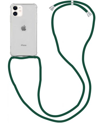 Apple iPhone 11 Hoesje Back Cover met Koord Donker Groen Hoesjes