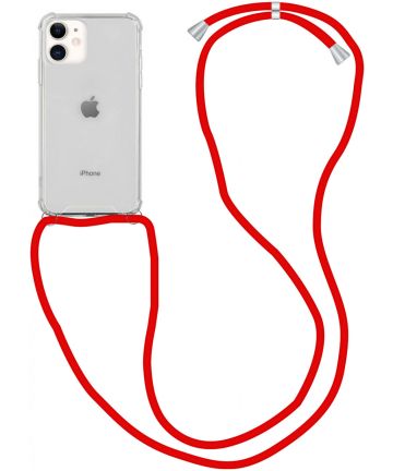 Apple iPhone 11 Hoesje Transparante Back Cover met Rood Koord Hoesjes