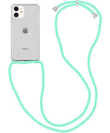 Apple iPhone 12 Mini Hoesje Back Cover met Koord Mint Groen Hoesjes