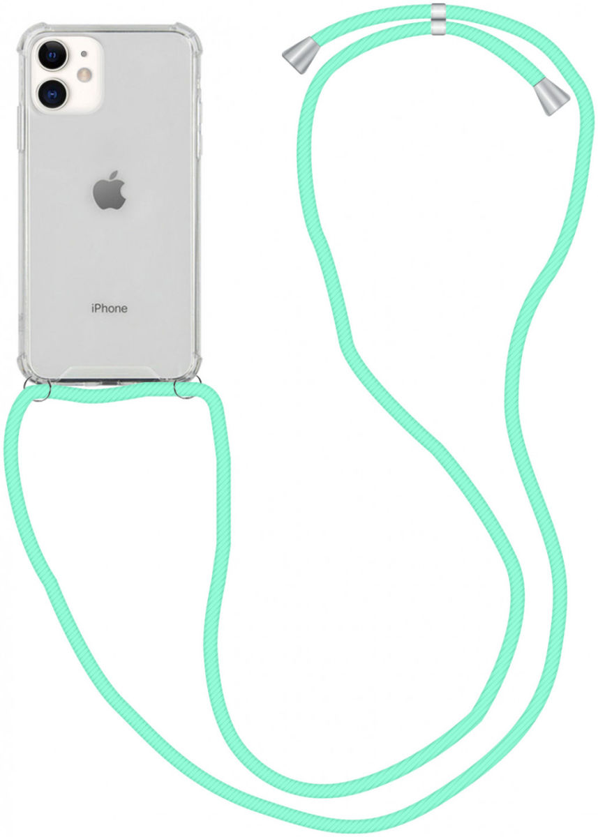 Apple iPhone 12 Mini Hoesje Back Cover met Koord Mint Groen afbeelding 1