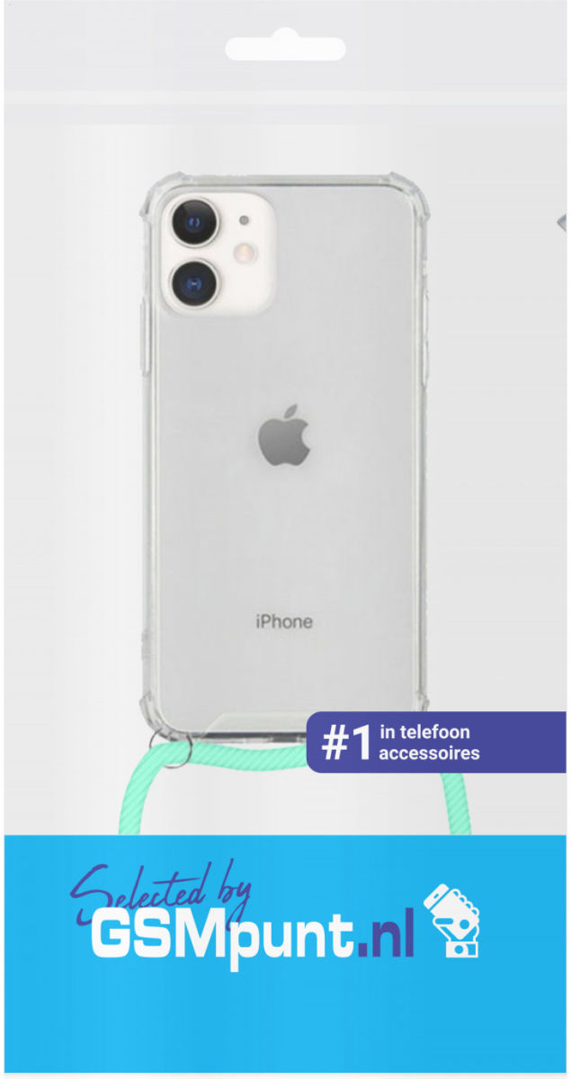 Apple iPhone 12 Mini Hoesje Back Cover met Koord Mint Groen afbeelding 2