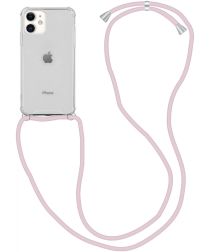 Apple iPhone 12 Mini Hoesje Back Cover met Koord Roze Goud