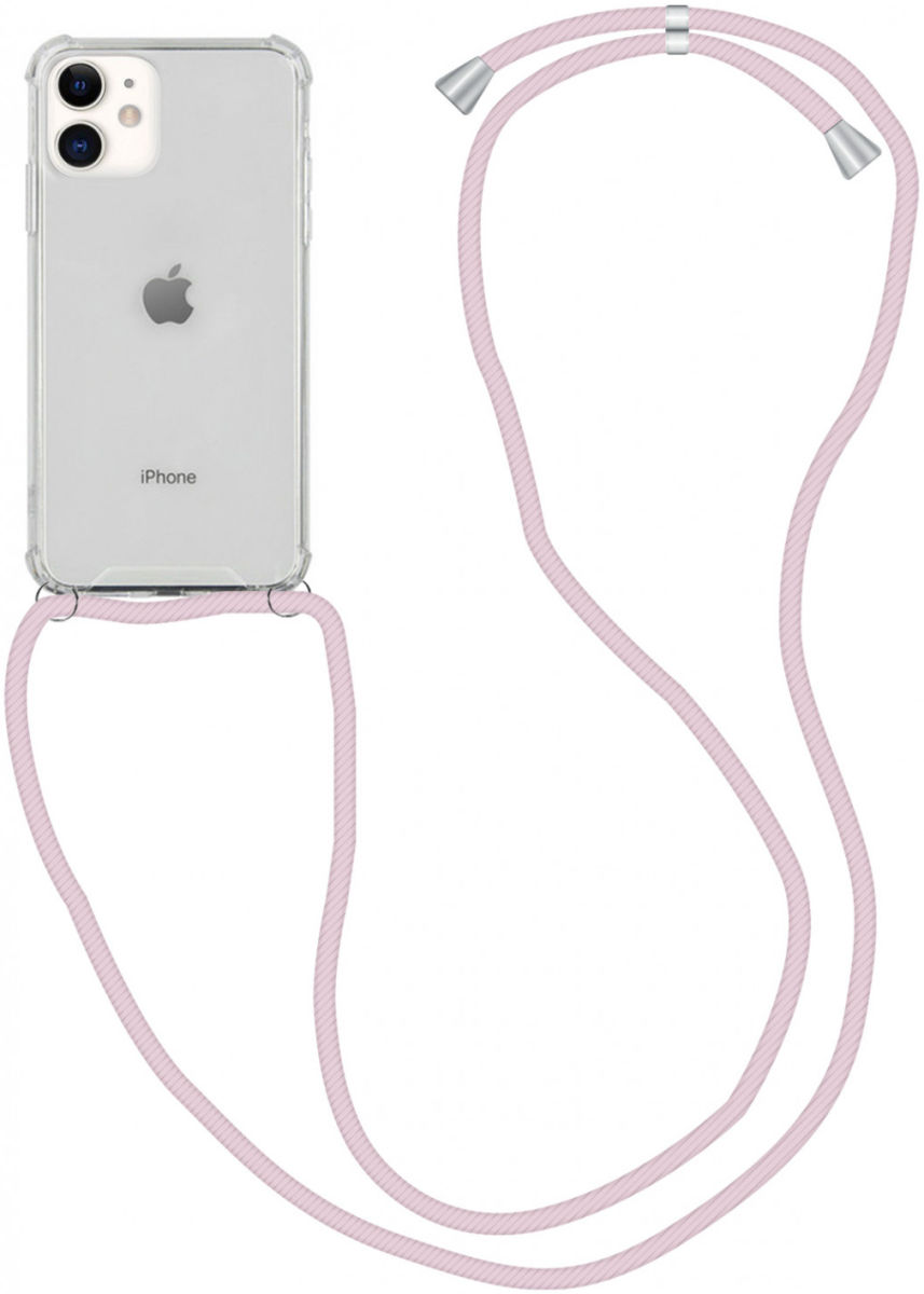 Apple iPhone 12 Mini Hoesje Back Cover met Koord Roze Goud afbeelding 1