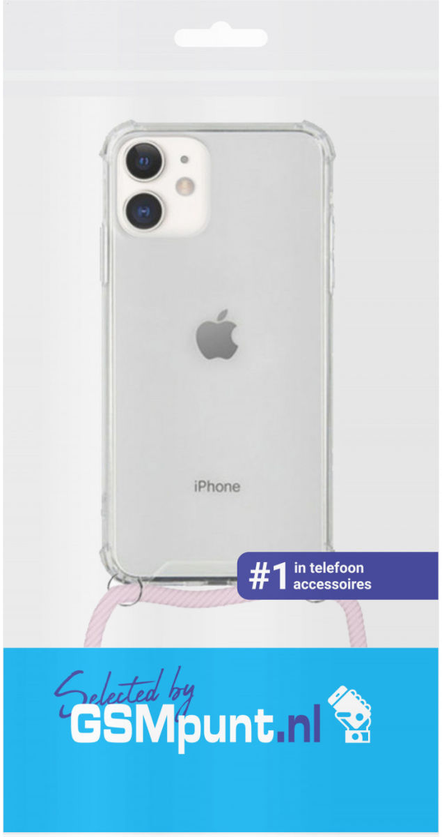 Apple iPhone 12 Mini Hoesje Back Cover met Koord Roze Goud afbeelding 3