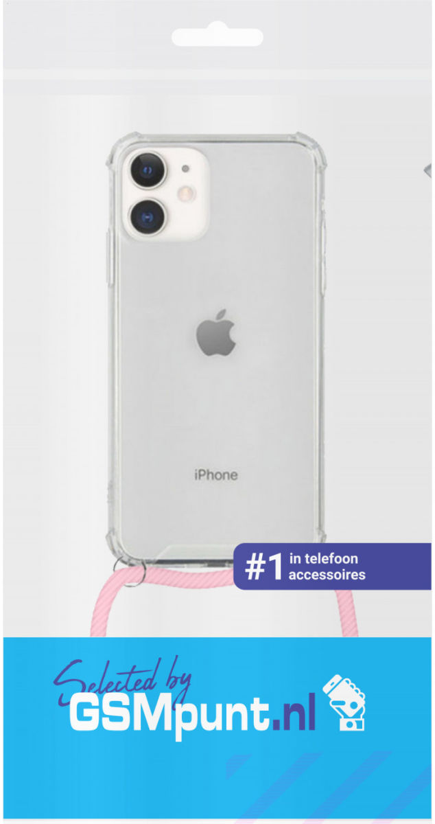Apple iPhone 12 / 12 Pro Hoesje Back Cover met Koord Roze afbeelding 2