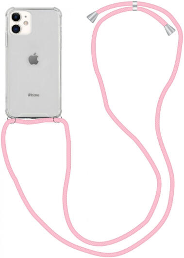 Apple iPhone 12 / 12 Pro Hoesje Back Cover met Koord Roze afbeelding 1