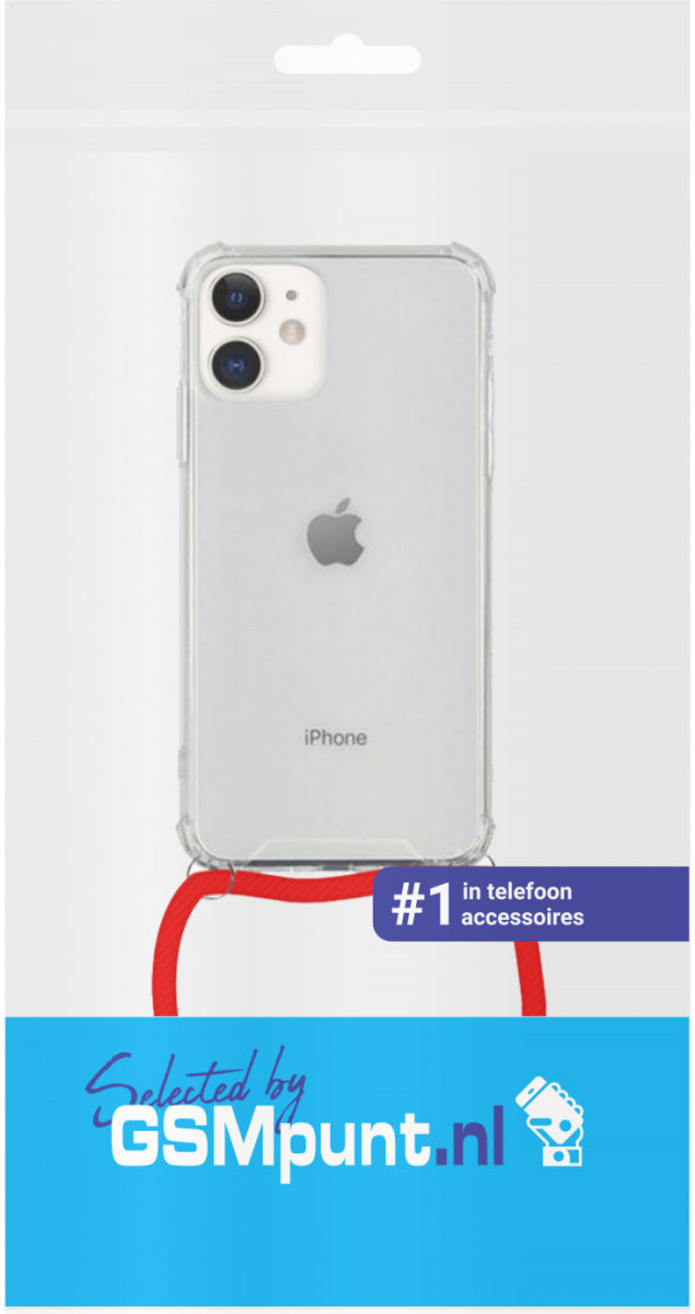 Apple iPhone 12 / 12 Pro Hoesje Back Cover met Koord Rood afbeelding 2