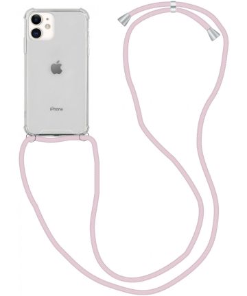 Apple iPhone 12 / 12 Pro Hoesje Back Cover met Koord Roze Goud Hoesjes