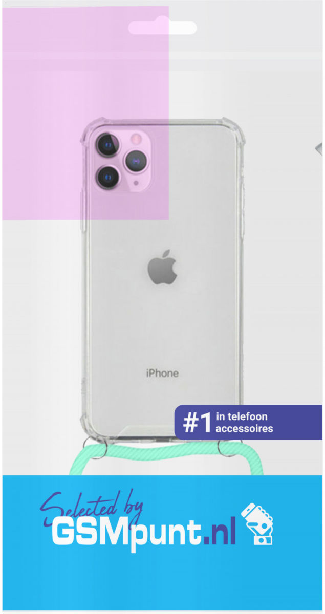 Apple iPhone 12 Pro Max  Hoesje Back Cover met Koord Mint Groen afbeelding 2