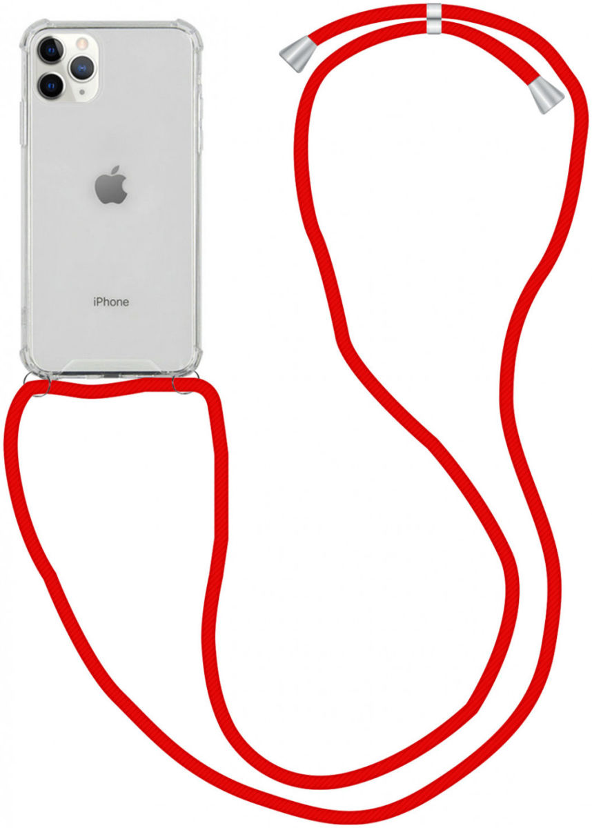 Apple iPhone 12 Pro Max Hoesje Back Cover met Koord Rood afbeelding 1
