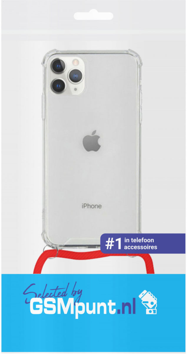 Apple iPhone 12 Pro Max Hoesje Back Cover met Koord Rood afbeelding 3