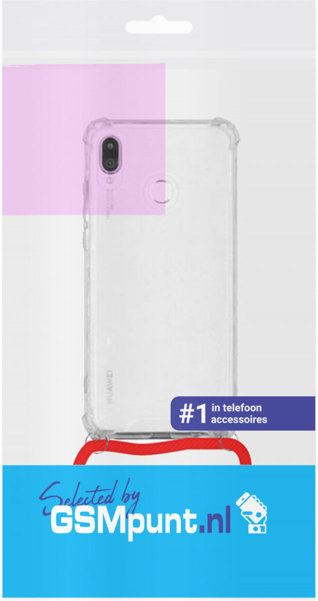 Huawei P20 Lite Hoesje Back Cover met Koord Rood afbeelding 2