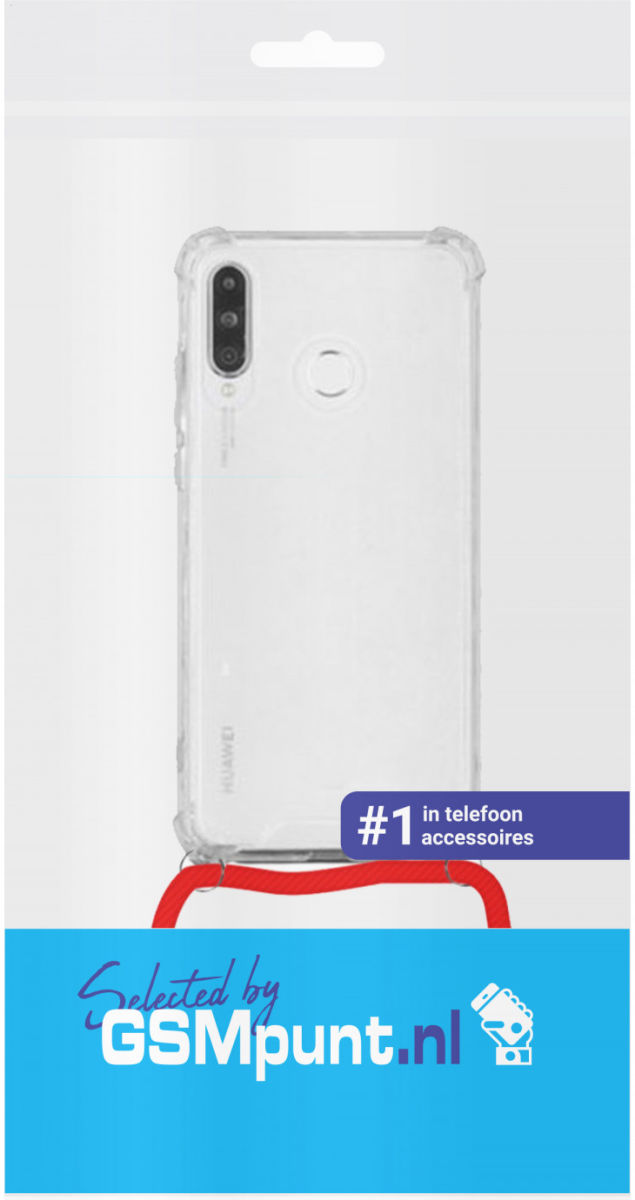 Huawei P30 Lite Hoesje Back Cover met Koord Rood afbeelding 2